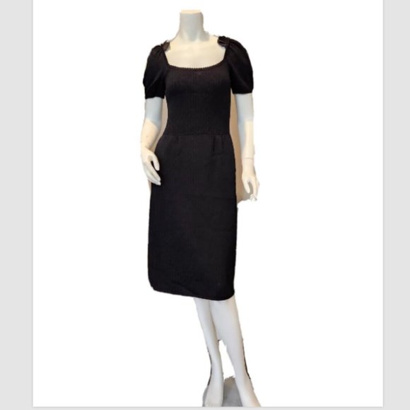 Vtg ST JOHN for Saks Fifth Avenue Short Puff Sleeve Sweater Dress - Picture 9 of 11